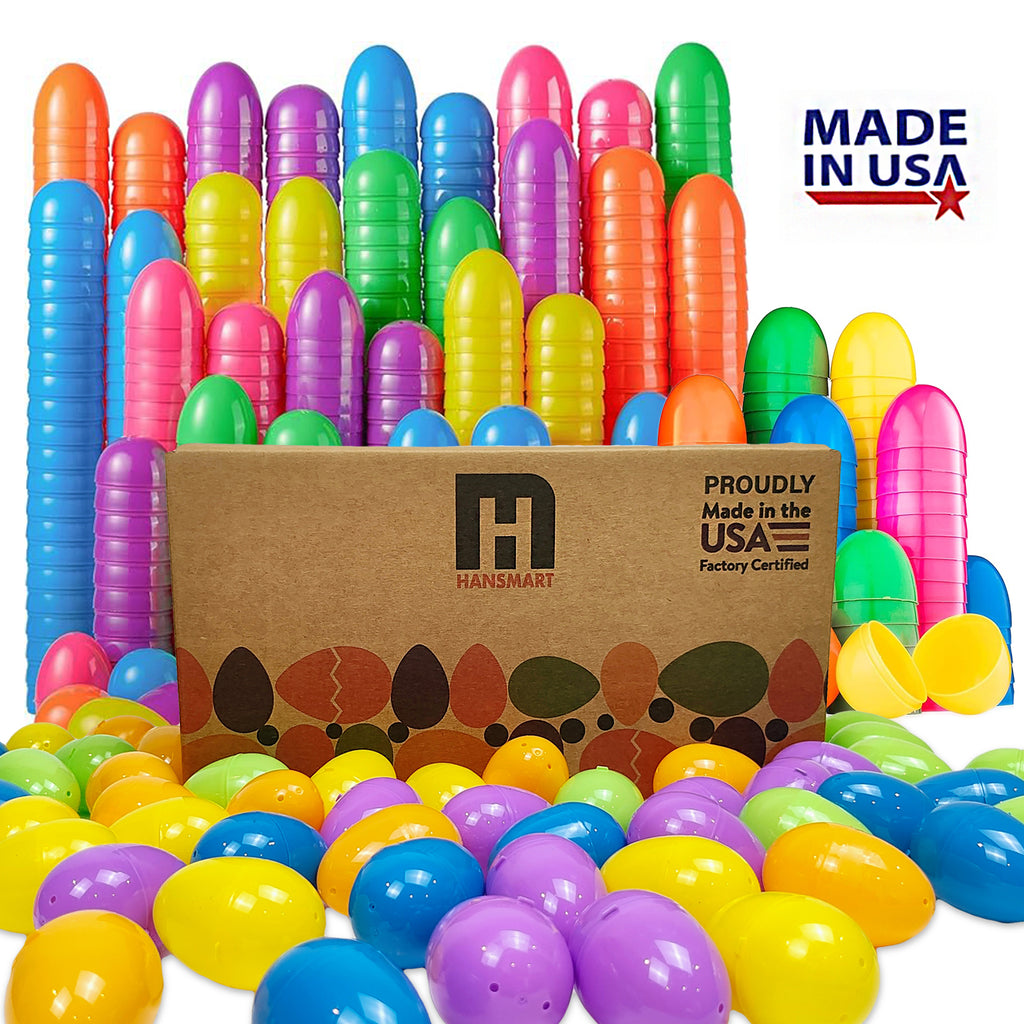Hansmart Unfilled Easter Eggs, with Hinge Bulk Colorful Bright Empty Plastic Easter Eggs, 2.25'' Assorted Colors