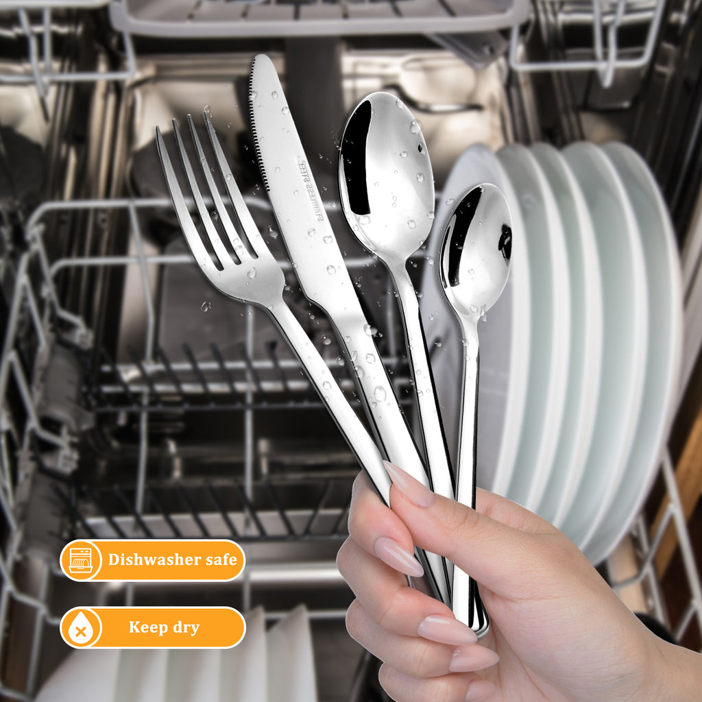24-Piece Stainless Steel Flatware Set for 6 - Mirror Polished Silverware Cutlery Set, Dishwasher Safe