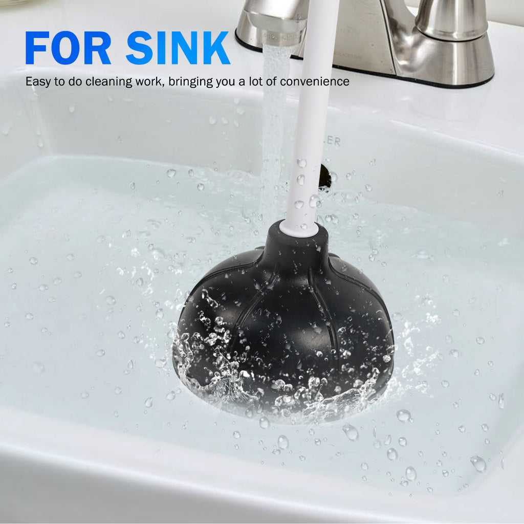 1/2 Pack Toilet Plunger, Heavy Duty Rubber Plunger with Long Handle for Bathroom Kitchen Drains