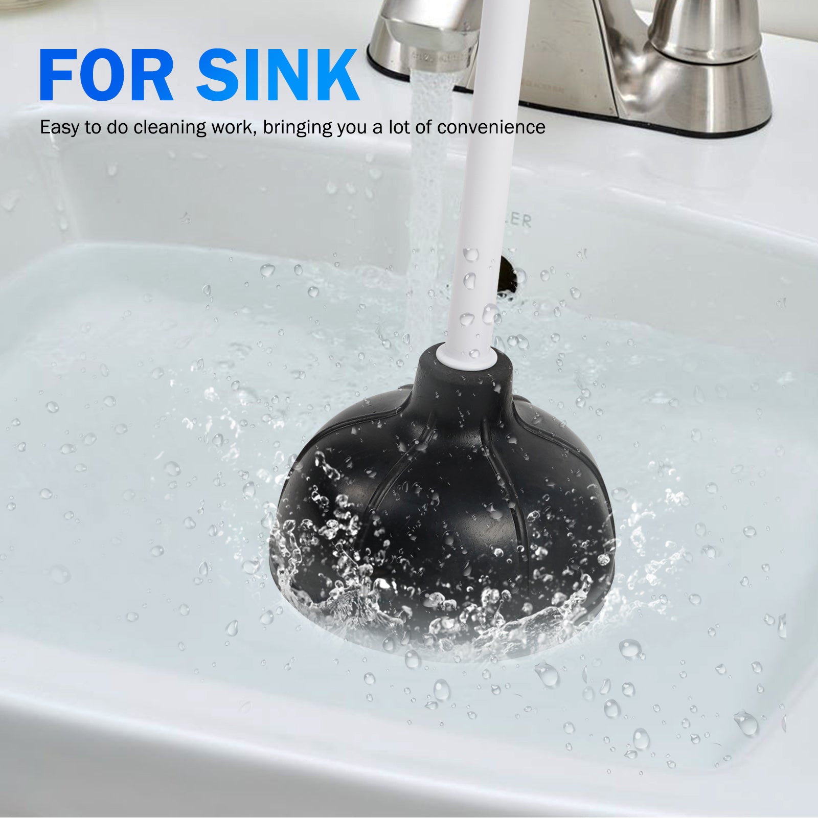 1/2 Pack Toilet Plunger, Heavy Duty Rubber Plunger with Long Handle for Bathroom Kitchen Drains
