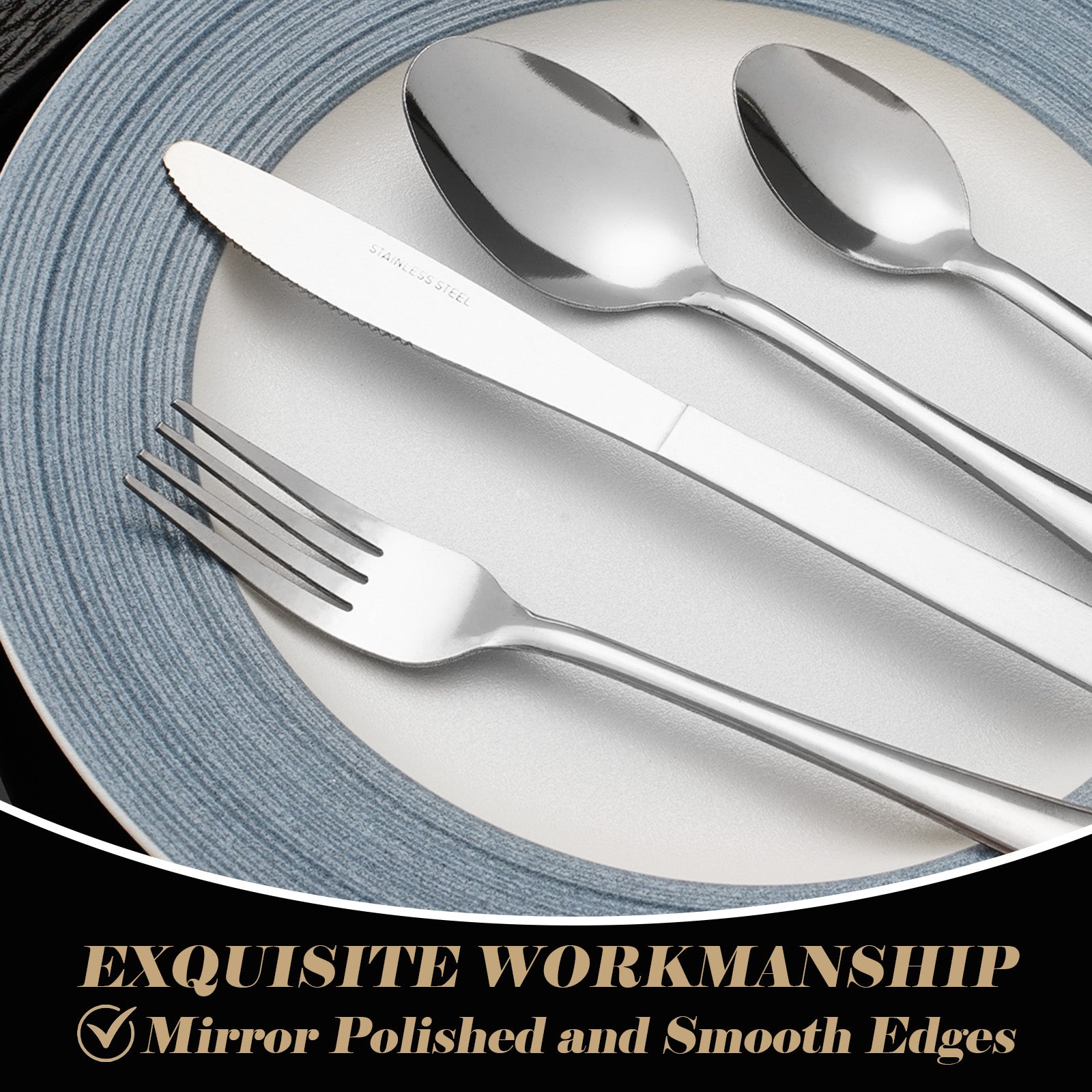 Premium 60 Piece Stainless Steel Dinnerware Set for 12 - Sturdy Mirror Polished Cutlery, Dishwasher Safe