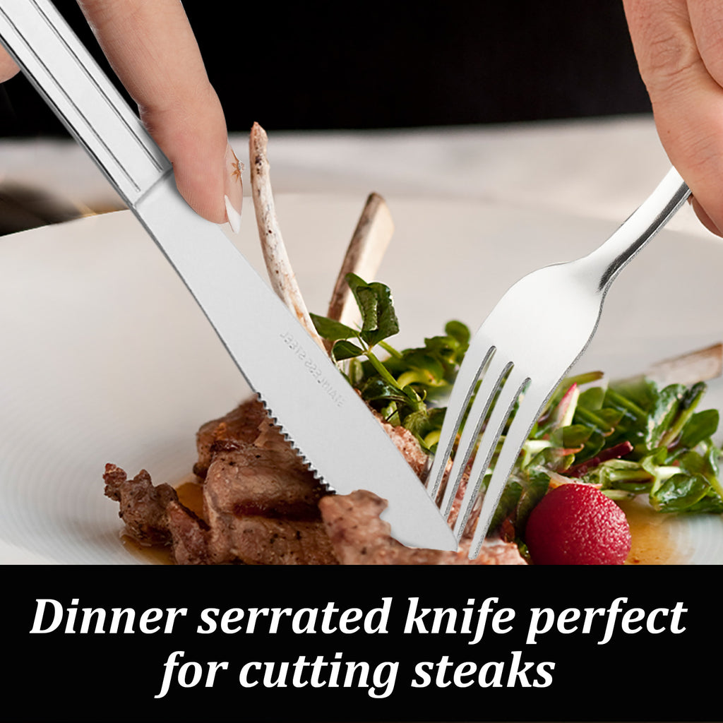 36-Piece Stainless Steel Dinner Knives, 8.6" Food-Grade Serrated Steak Knives for Home & Restaurant