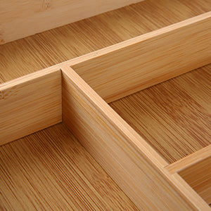 Adjustable Bamboo Cutlery Drawer Organizer - Expandable Utensils Tray for Kitchen, Easy to Clean & Modern Design