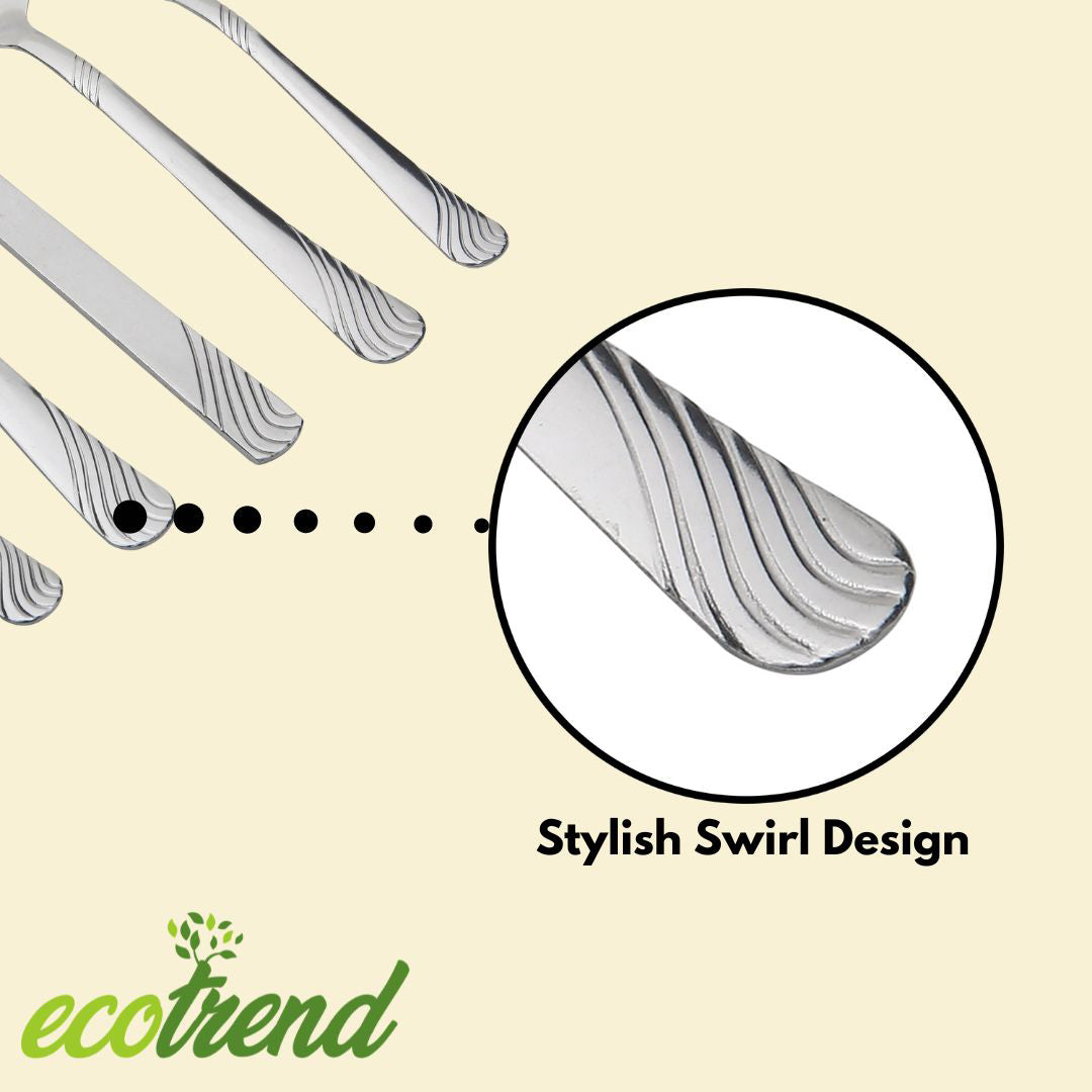 EcoTrend Swirl 48 Piece Silver Recycled Stainless Steel and Packaging