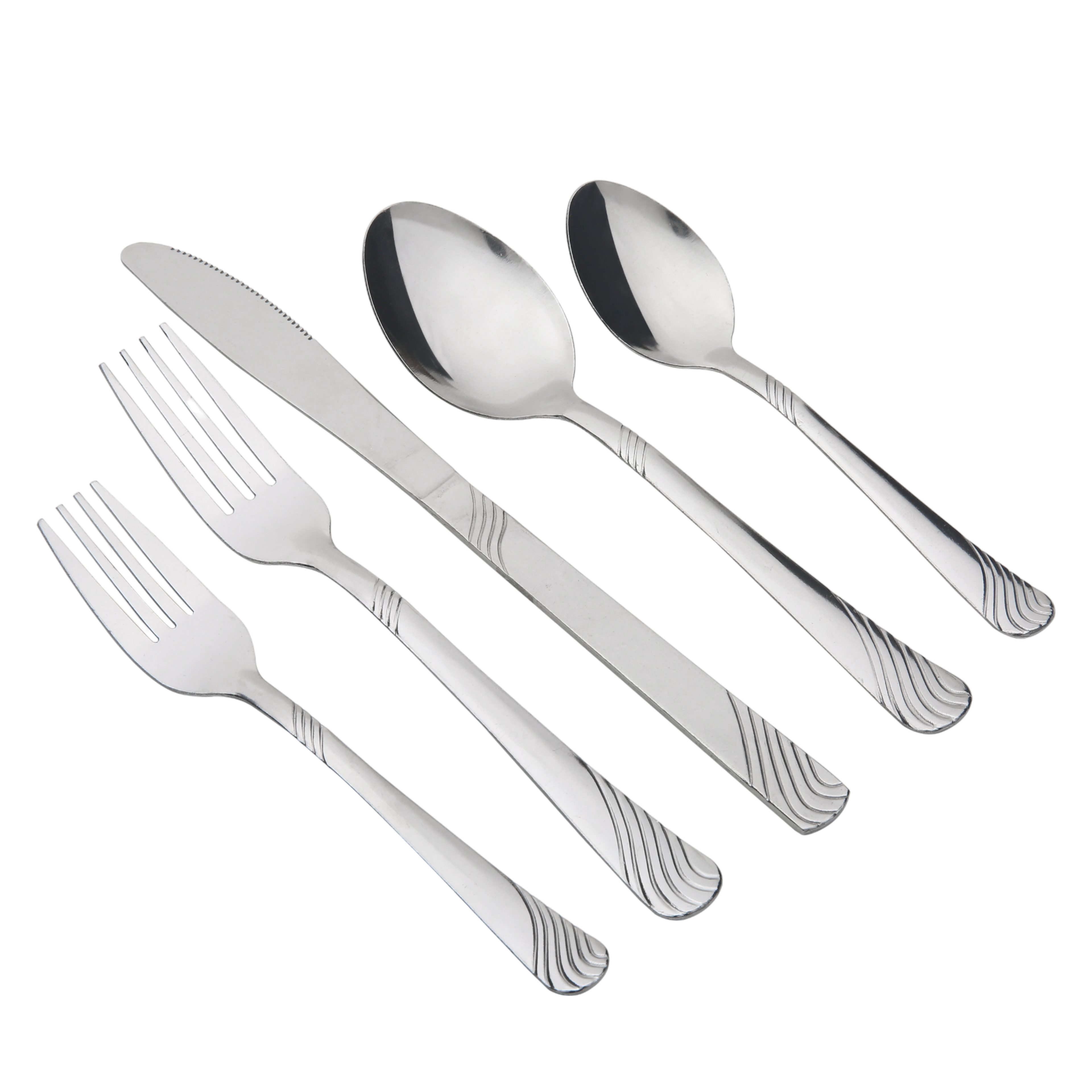 EcoTrend Swirl 48 Piece Silver Recycled Stainless Steel and Packaging