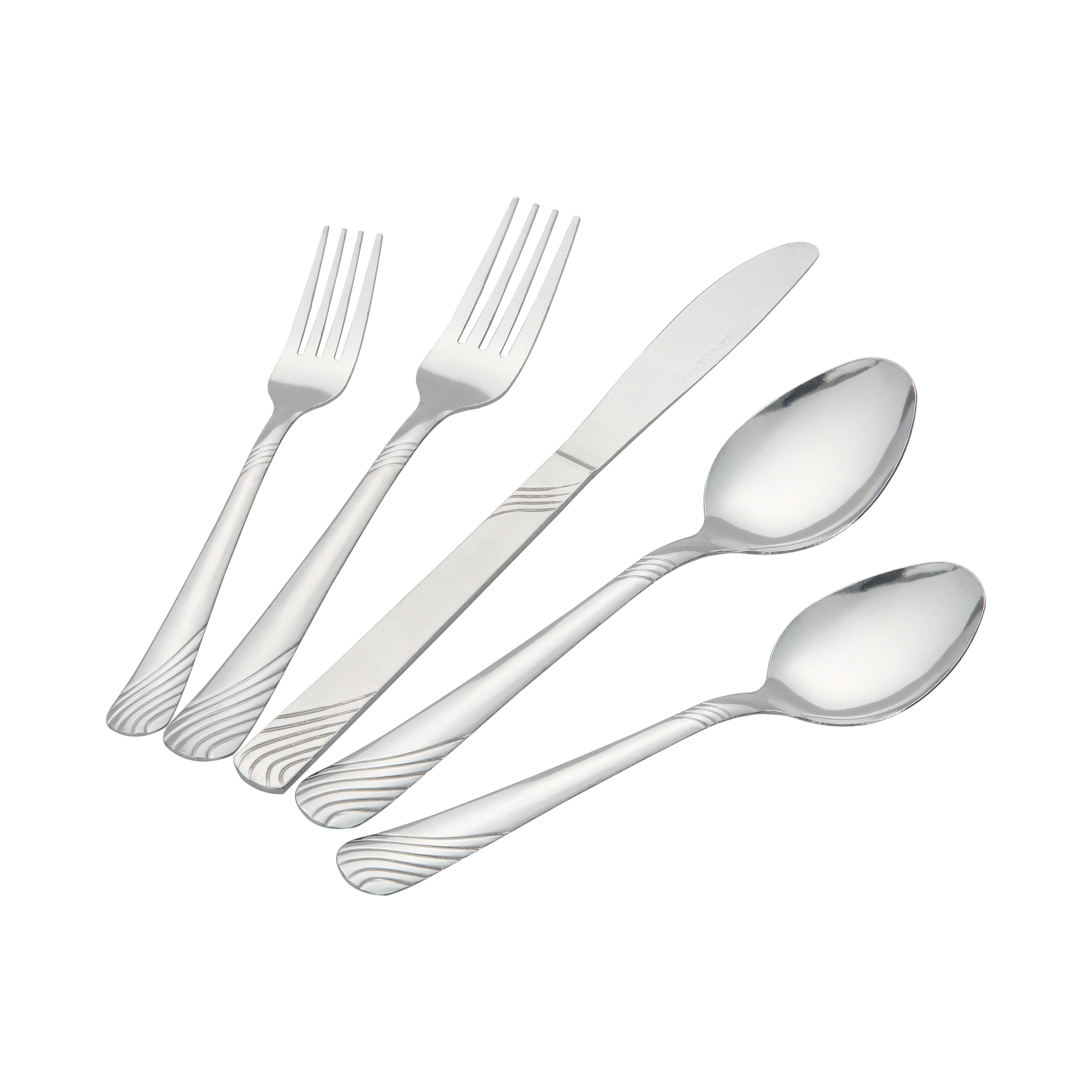 EcoTrend Swirl 48 Piece Silver Recycled Stainless Steel and Packaging