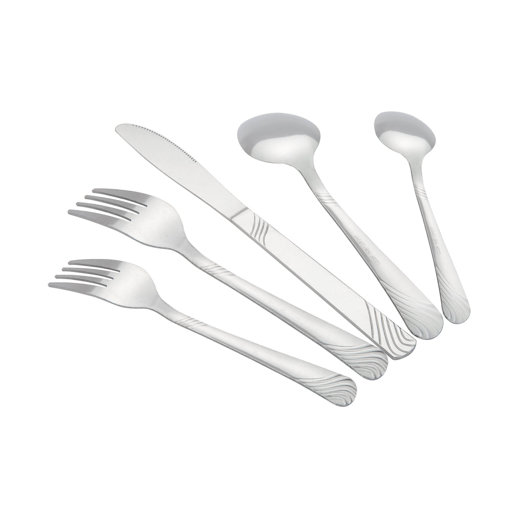 EcoTrend Swirl 48 Piece Silver Recycled Stainless Steel and Packaging