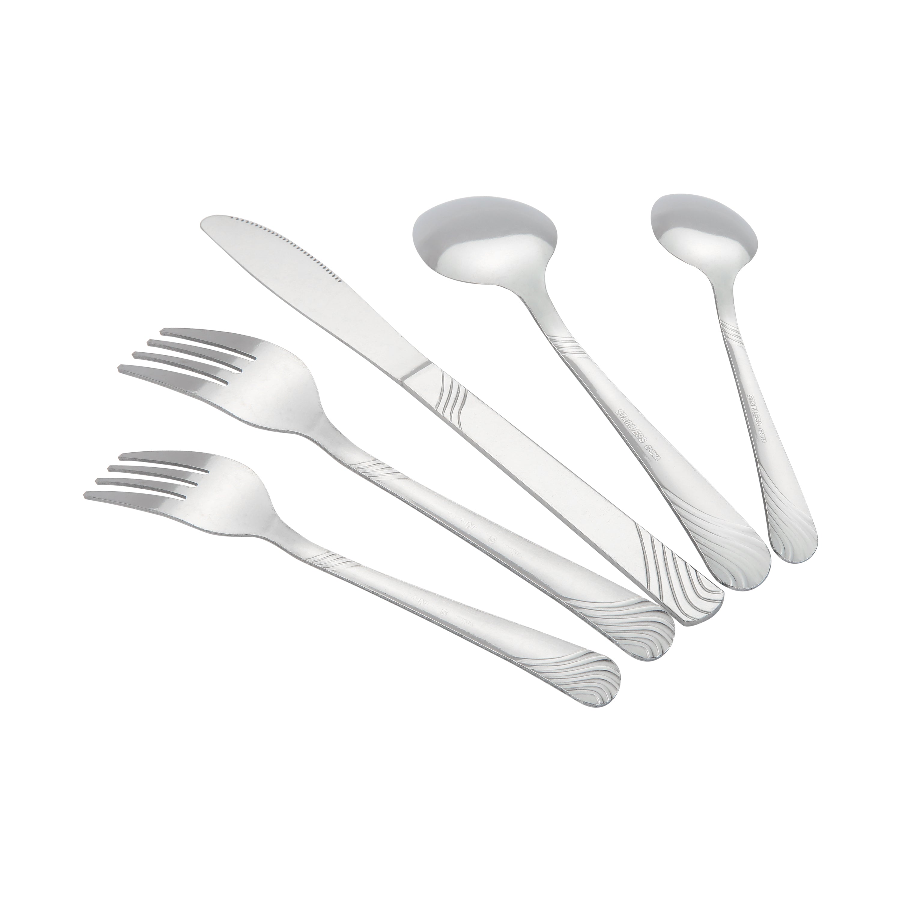 EcoTrend Swirl 48 Piece Silver Recycled Stainless Steel and Packaging