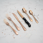 24-Piece Rose Gold Flatware Set with Steak Knives, Stainless Steel Silverware Set for 4, Ideal for Home and Kitchen