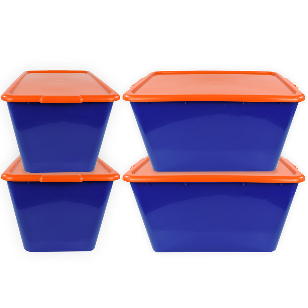 SimplyKleen 14.5-gal. (58-qt.) Fan-Tastic Plastic Storage Containers, 6 Team Color Options,(Pack of 2 or 4)