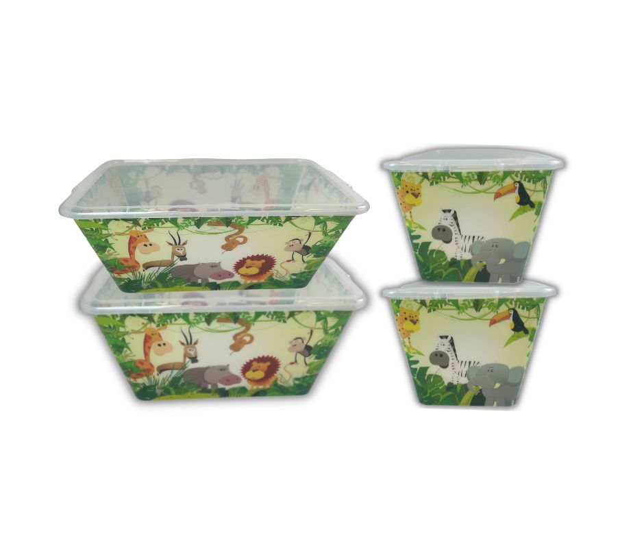 Transparent Storage Container Bins with Lid, Colorful Design Options (Pack of 4)