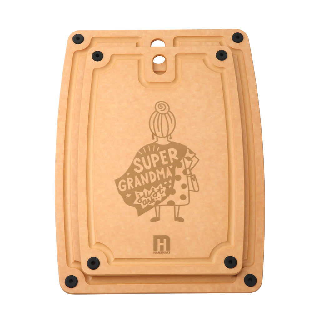 Hansmart 2-pc. Eco-Friendly Etched Composite Reversible Cutting Board Set with Handles