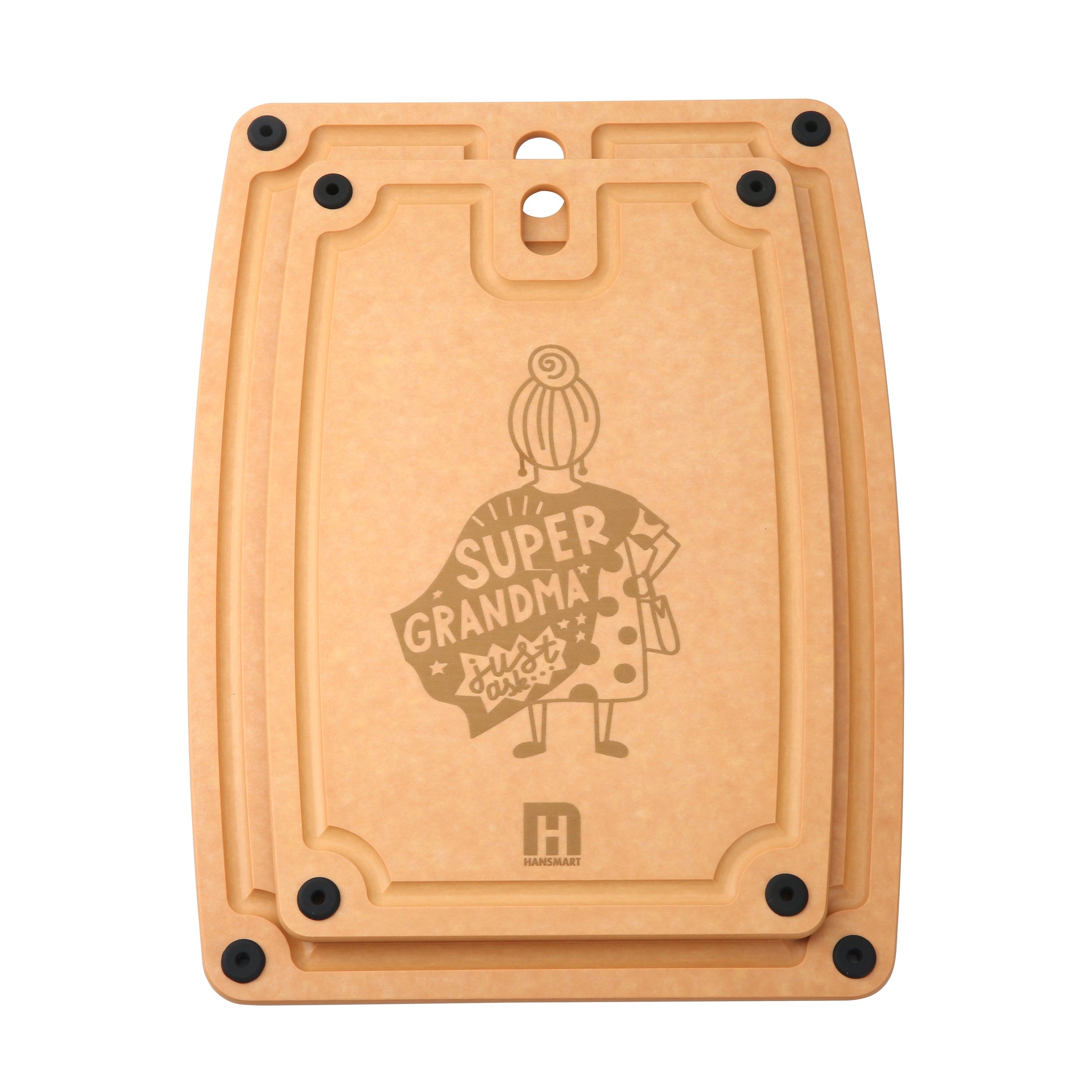 Hansmart 2-pc. Eco-Friendly Etched Composite Reversible Cutting Board Set with Handles