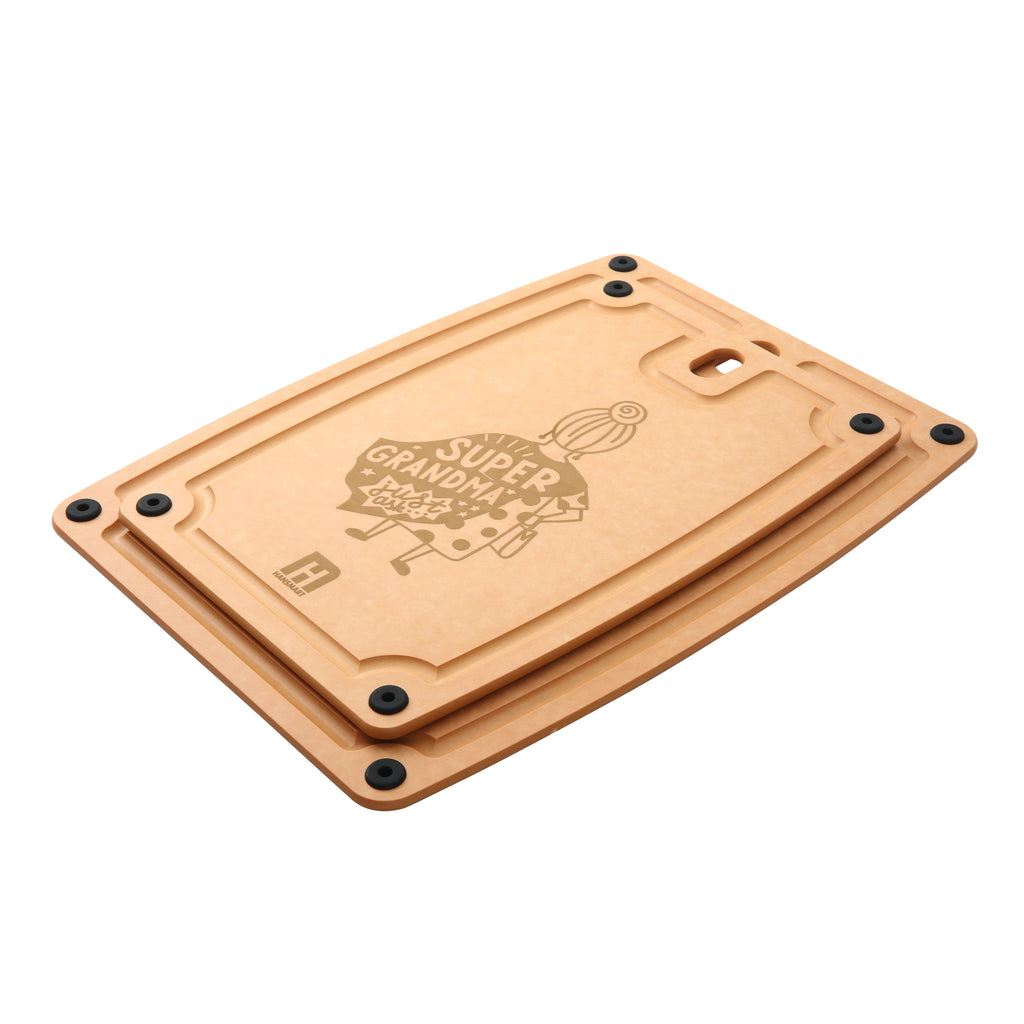 Hansmart 2-pc. Eco-Friendly Etched Composite Reversible Cutting Board Set with Handles