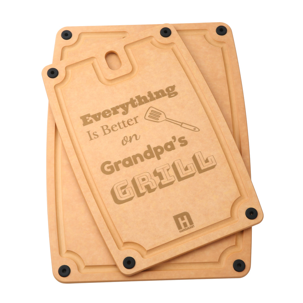 Hansmart 2-pc. Eco-Friendly Etched Composite Reversible Cutting Board Set with Handles