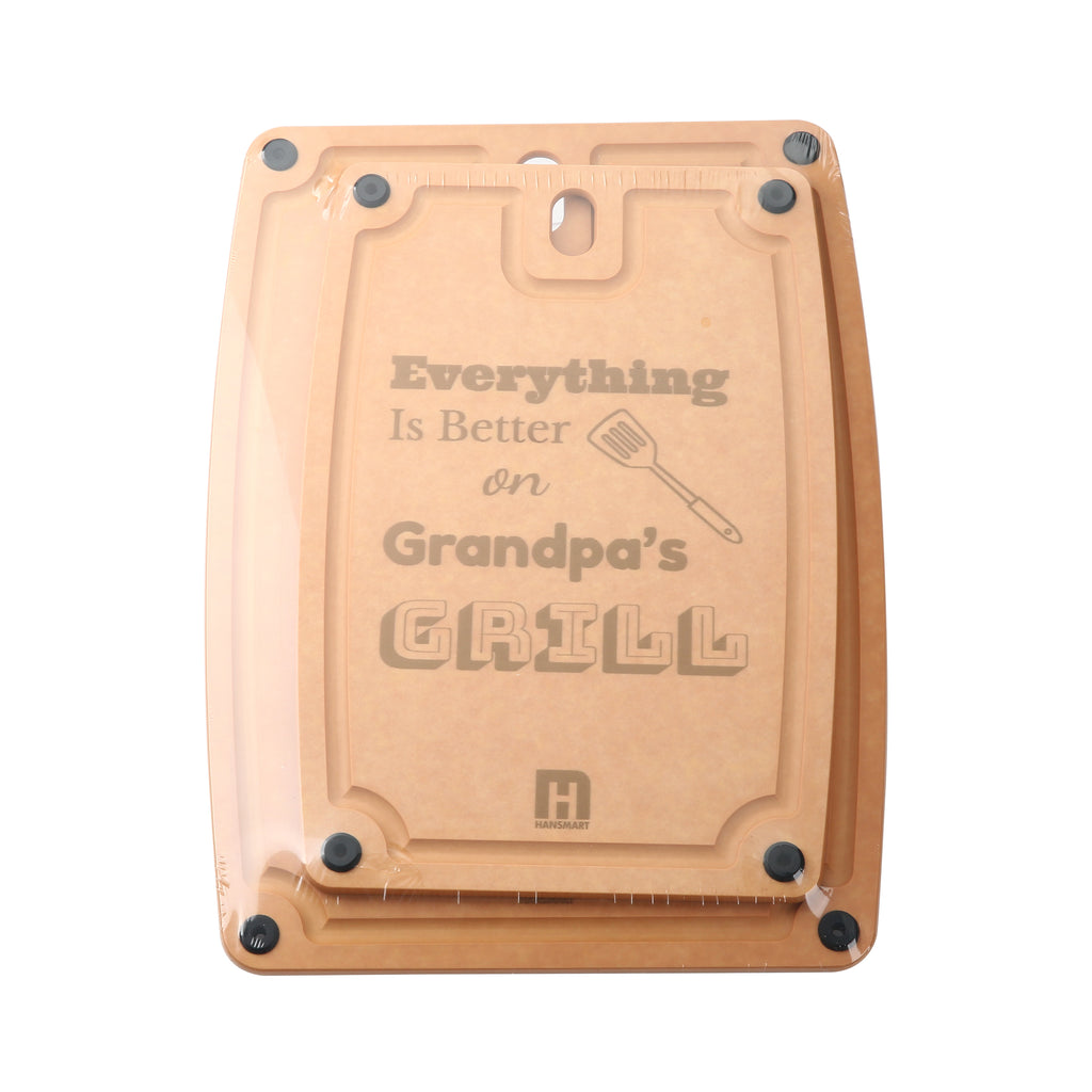 Hansmart 2-pc. Eco-Friendly Etched Composite Reversible Cutting Board Set with Handles