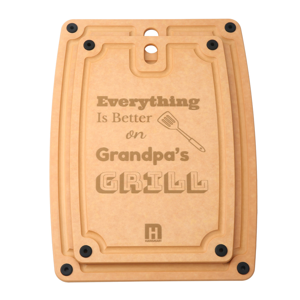 Hansmart 2-pc. Eco-Friendly Etched Composite Reversible Cutting Board Set with Handles