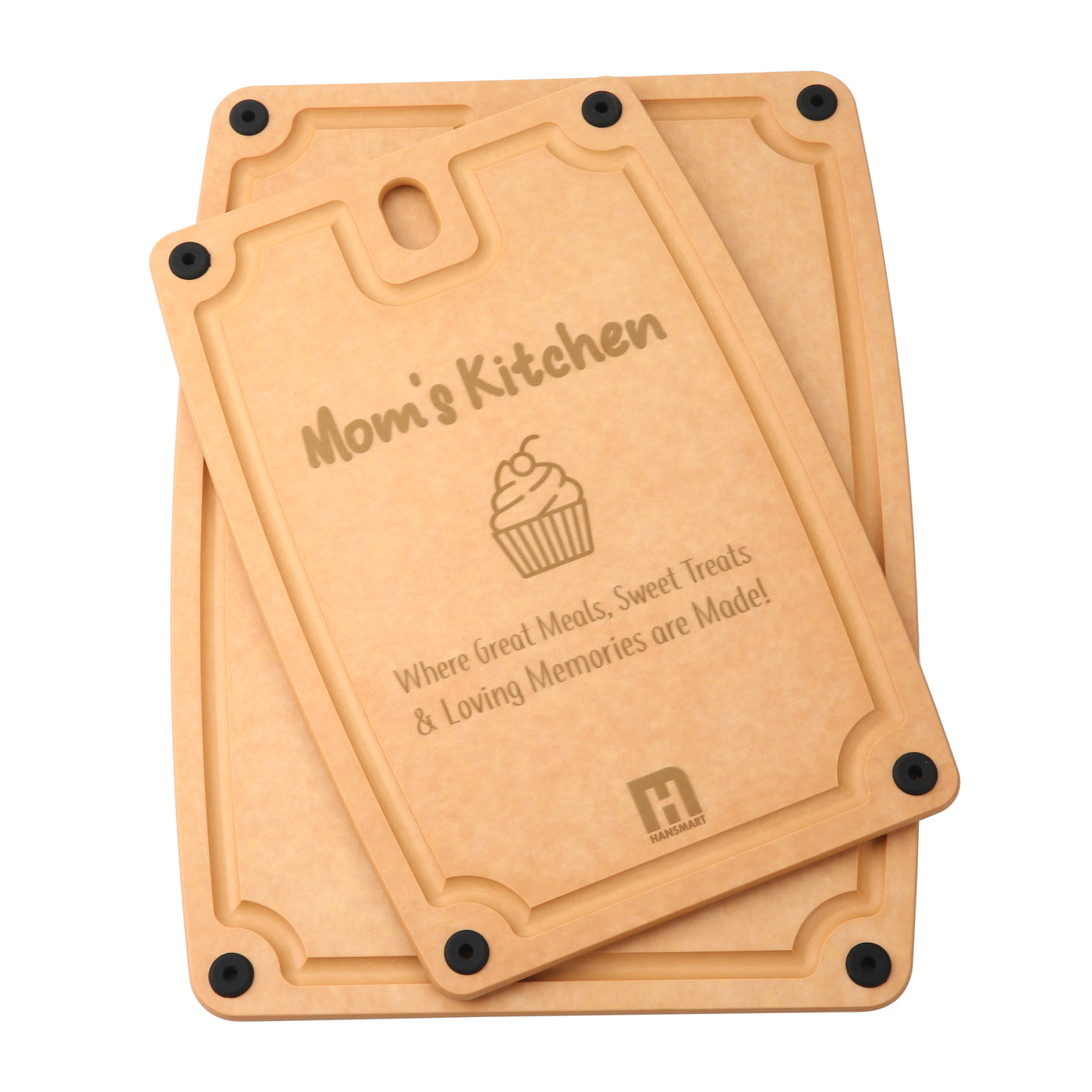 Hansmart 2-pc. Eco-Friendly Etched Composite Reversible Cutting Board Set with Handles