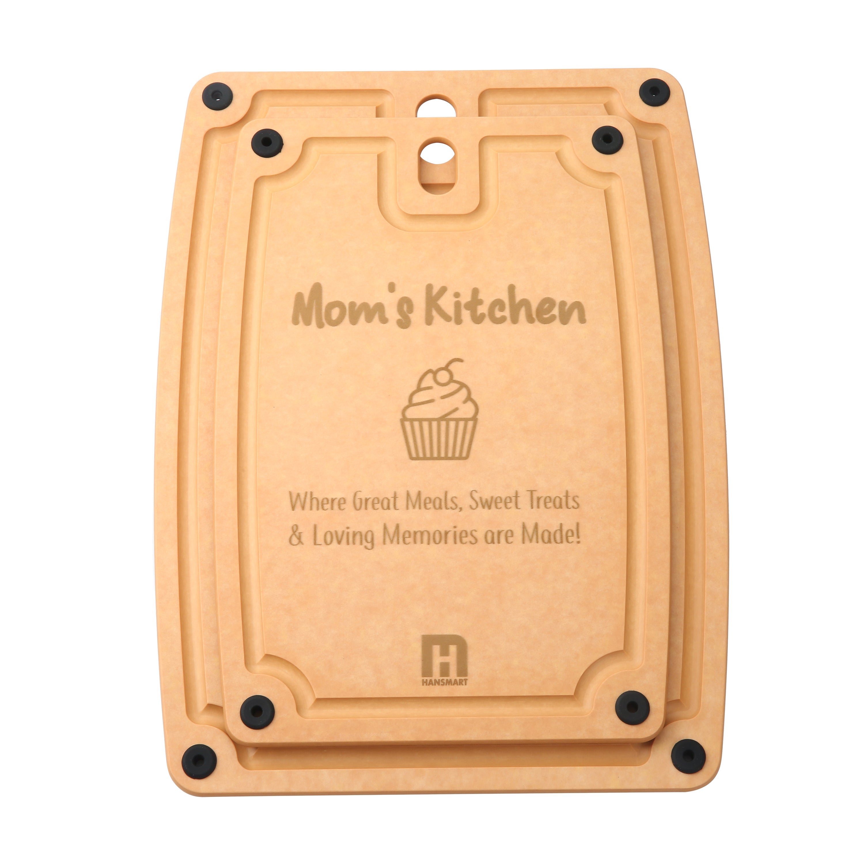 Hansmart 2-pc. Eco-Friendly Etched Composite Reversible Cutting Board Set with Handles