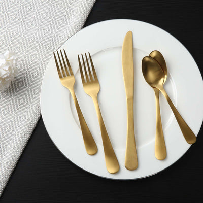 Lorena 20-Piece Stainless Steel Silverware Flatware Cutlery Set, Service for 4, Matte Gold