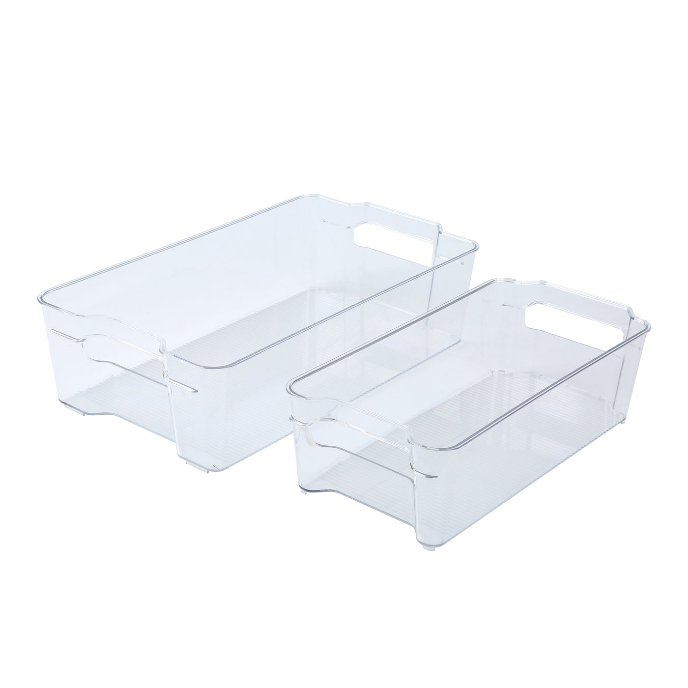 Set of 8 Home Pantry Organizer Bins - 4 Large and 4 Medium - Stackable Plastic Clear Food Storage Bin with Handles for Freezer