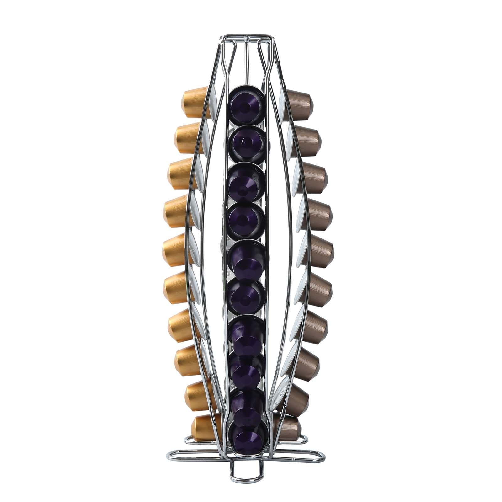 Metal Coffee Pod Holder Rack with 40 Pods Storage, Countertop Stand Nespresso Capsules for Kitchen Office Coffee-ware
