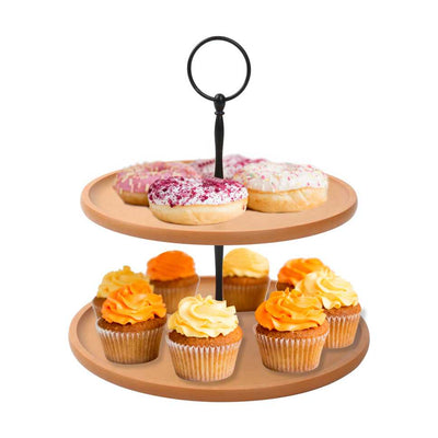 Wood Fiber 2 Tier Stand, Cupcake Dessert Stand, Tiered Serving Tray for Dessert Table