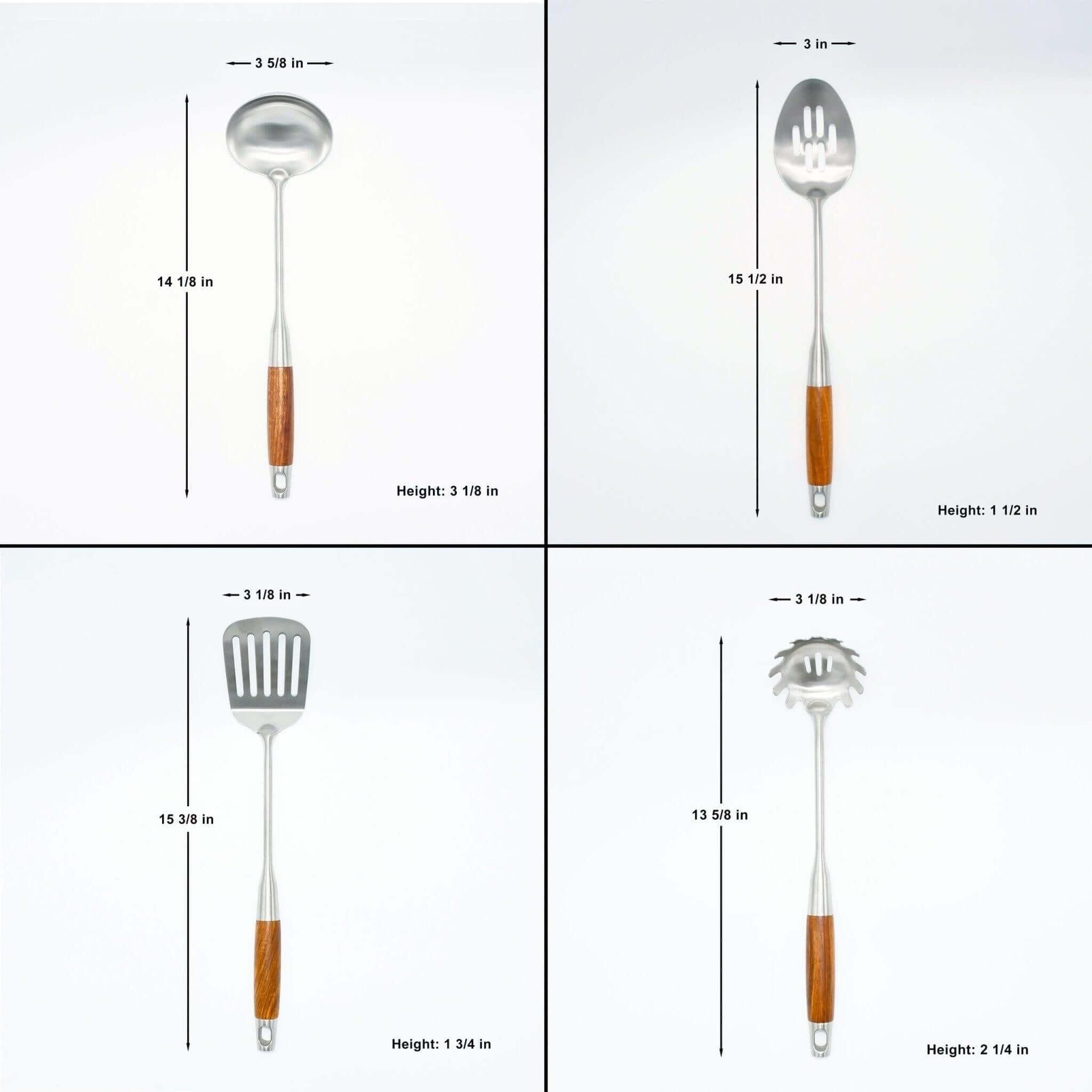 Barenthal 4-piece 304 Stainless Steel Kitchen Utensils Set, kitchenware tool set with natural wood handles