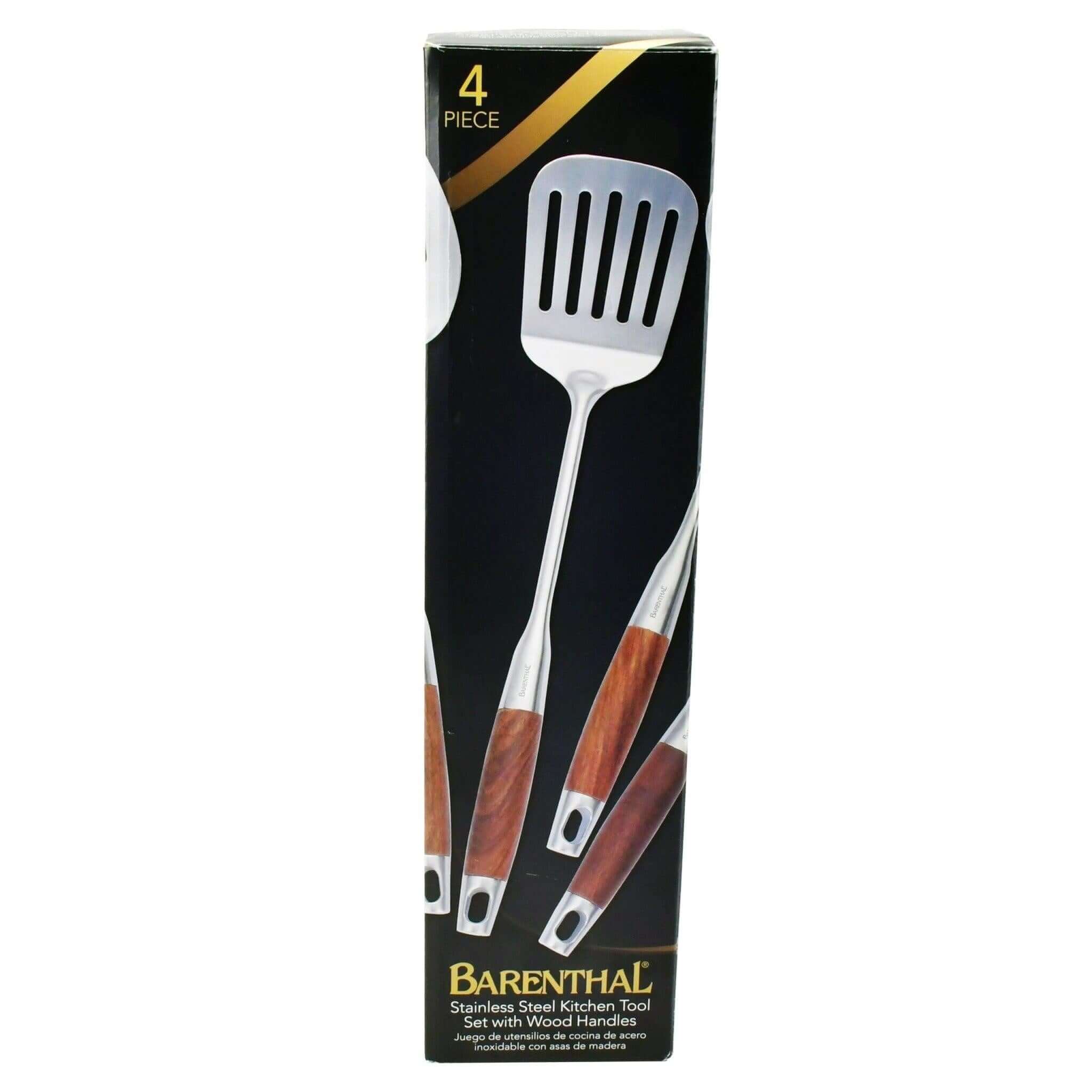 Barenthal 4-piece 304 Stainless Steel Kitchen Utensils Set, kitchenware tool set with natural wood handles