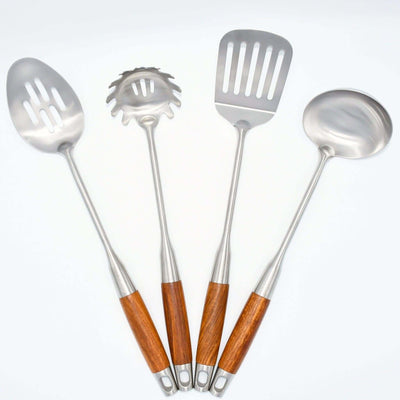 Barenthal 4-piece 304 Stainless Steel Kitchen Utensils Set, kitchenware tool set with natural wood handles