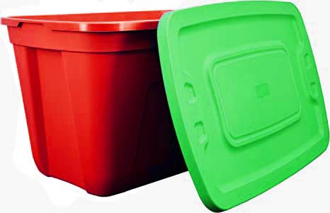 SIMPLYKLEEN 4-Pack Christmas Storage Totes with Lids (Red/Green), 18-Gallon  (72-Quart) Organization Bins, 25.50 x 17.00 x 15.25, Holiday Organizer