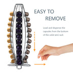 Metal Coffee Pod Holder Rack with 40 Pods Storage, Countertop Stand Nespresso Capsules for Kitchen Office Coffee-ware