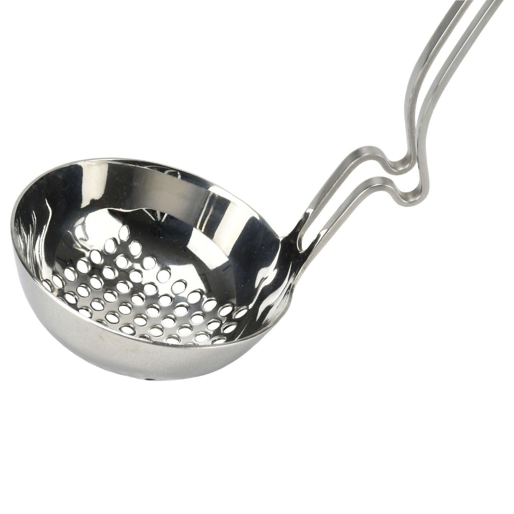 KitchenTrend 2-piece Side Rest Hanging Ladle & Slotted Spoon Strainer Set with Unique S-Curved Handles, Stainless Steel