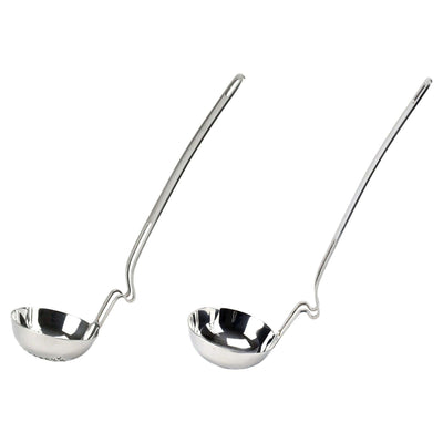 KitchenTrend 2-piece Side Rest Hanging Ladle & Slotted Spoon Strainer Set with Unique S-Curved Handles, Stainless Steel