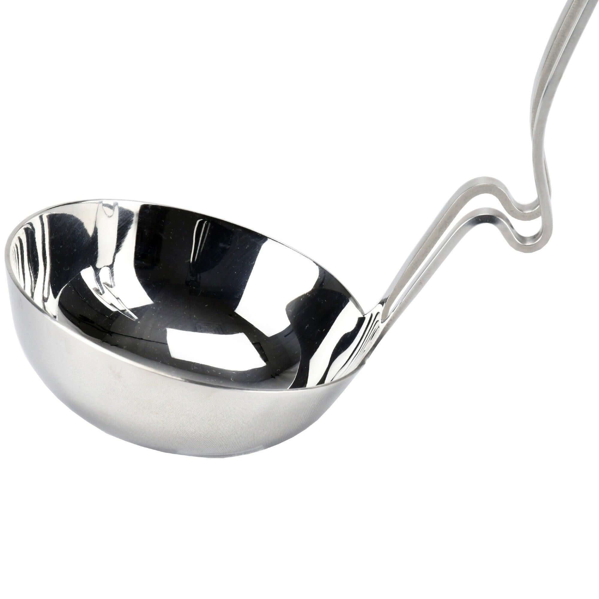 KitchenTrend 2-piece Side Rest Hanging Ladle & Slotted Spoon Strainer Set with Unique S-Curved Handles, Stainless Steel