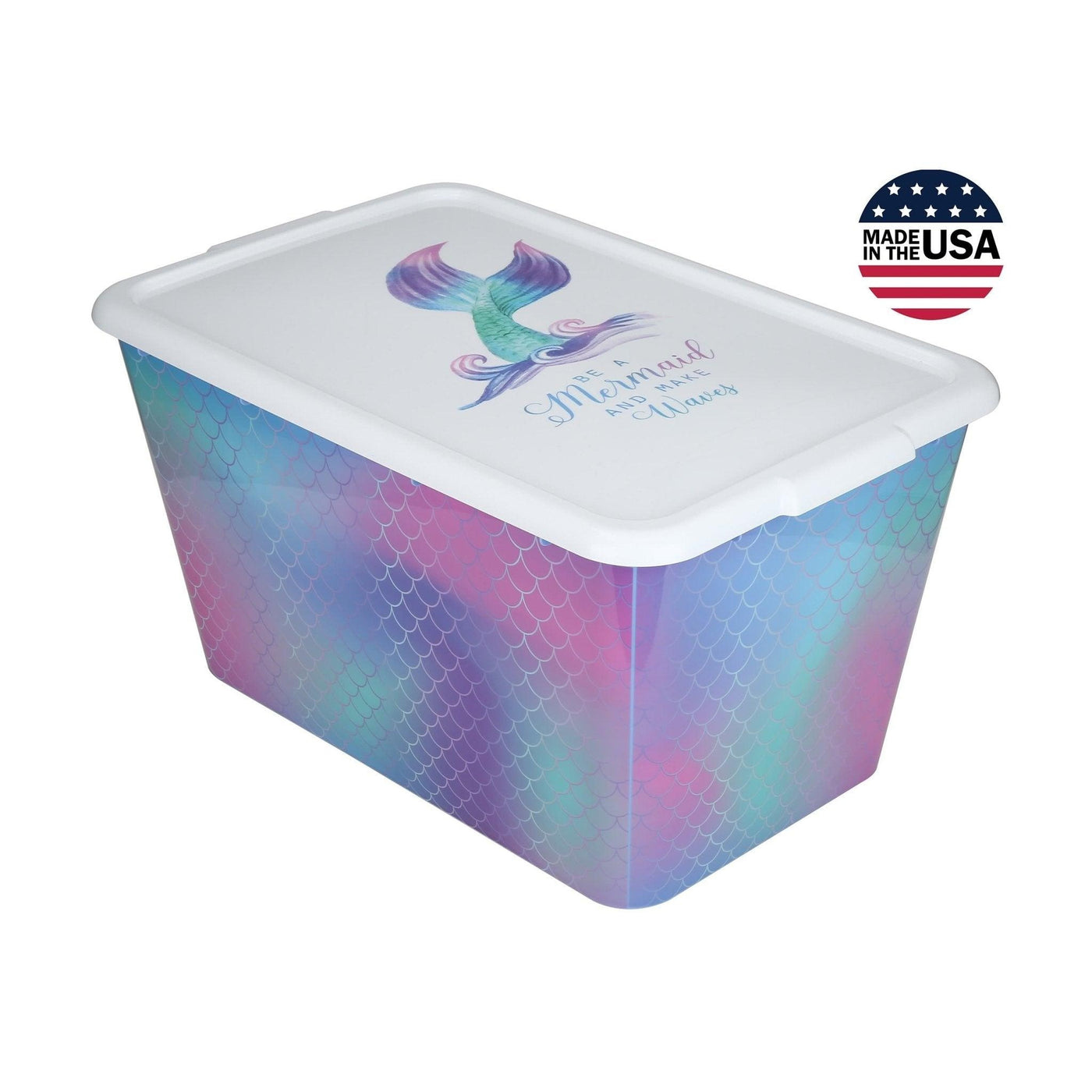 SimplyKleen 14.5-gal. Reusable Opaque Rainbow Mermaid/Unicorn Stacking Storage Containers with Printed Lids (Pack of 4)