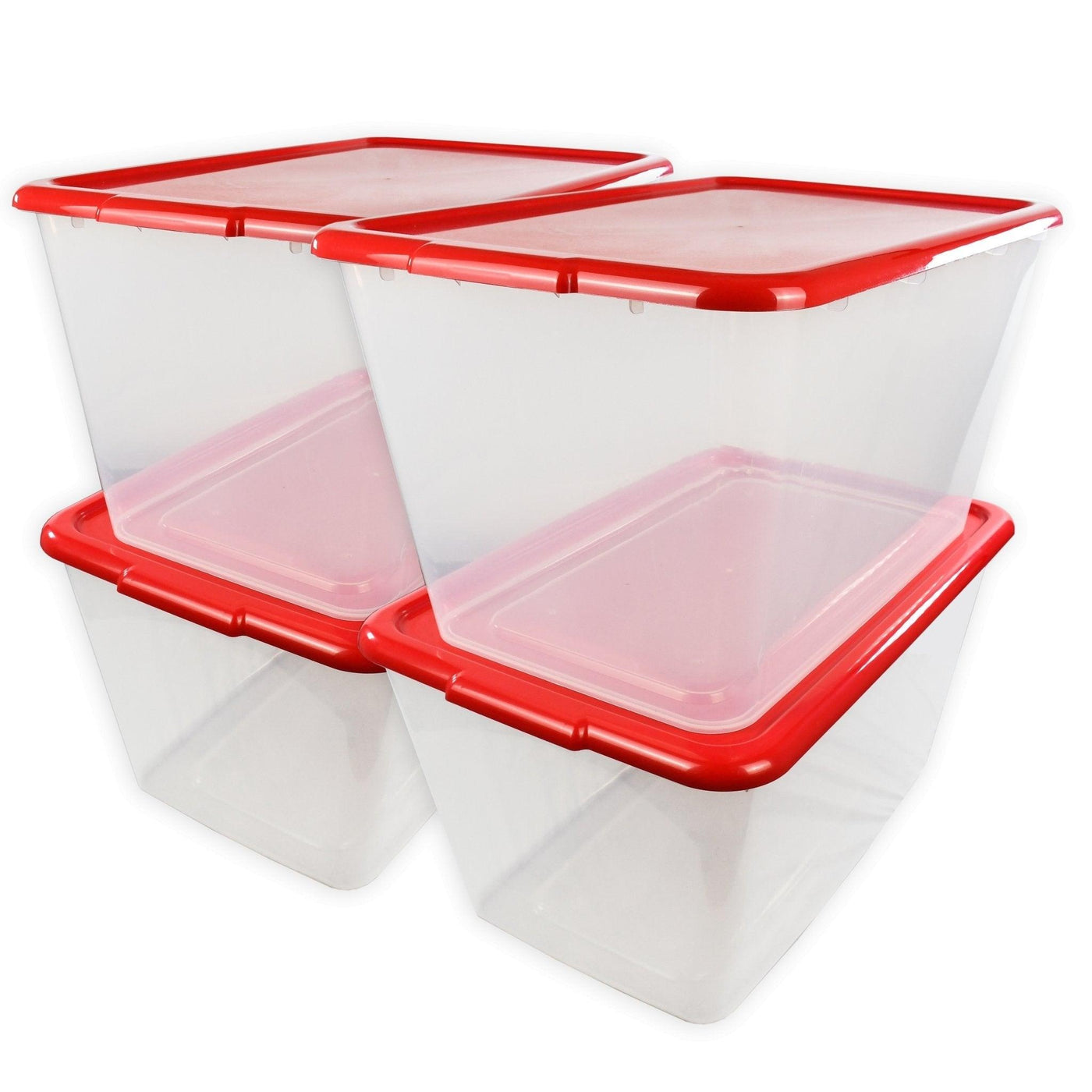 SimplyKleen 14.5-gal. Reusable Stacking Plastic Storage Containers Clear with Lids, 9 Color Options(Pack of 4)