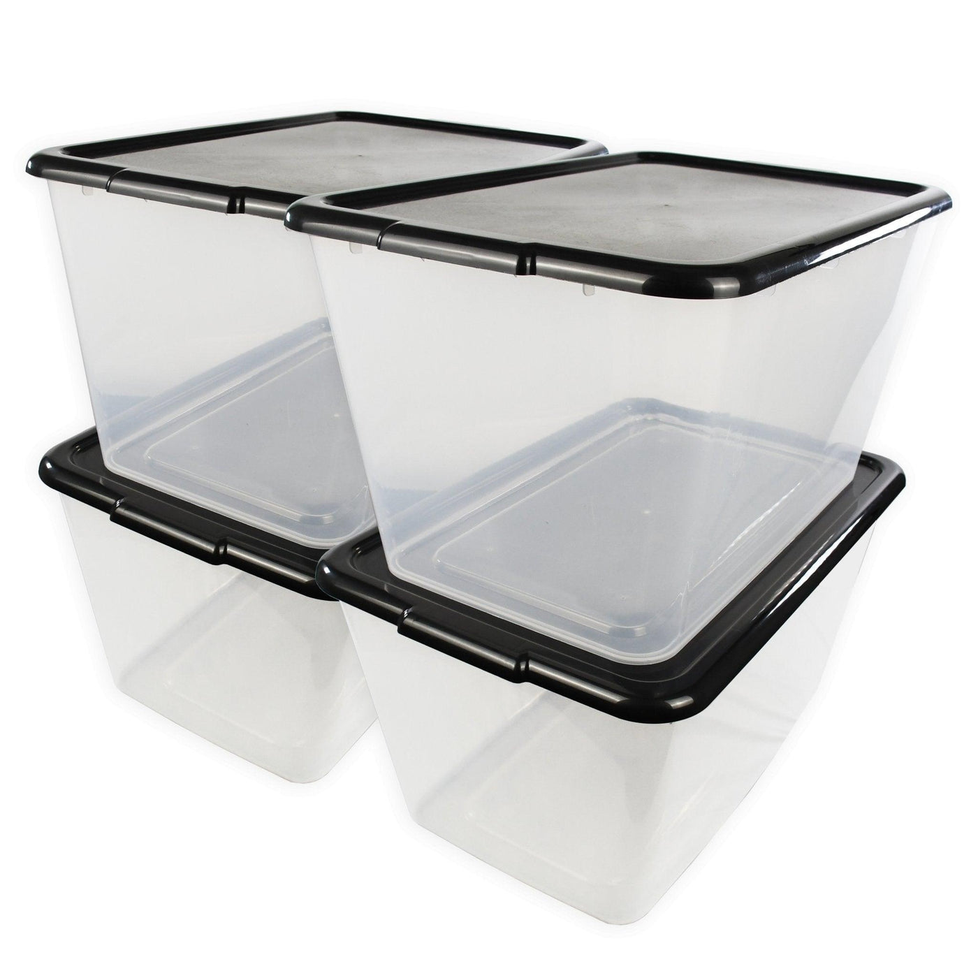 SimplyKleen 14.5-gal. Reusable Stacking Plastic Storage Containers Clear with Lids, 9 Color Options(Pack of 4)