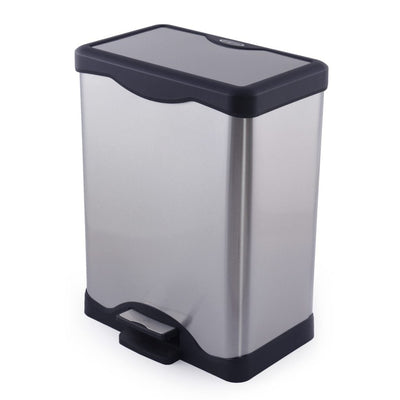 SimplyKleen Perfecta 40L Rectangle Stainless Steel Trash Can with Lid