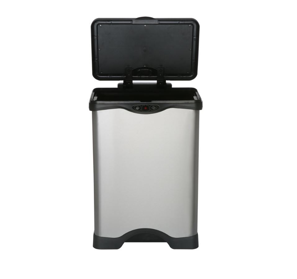 SimplyKleen SensaPed Touch Sensor 10.5-Gallon Rectangular Stainless Steel Trash Can with Lid