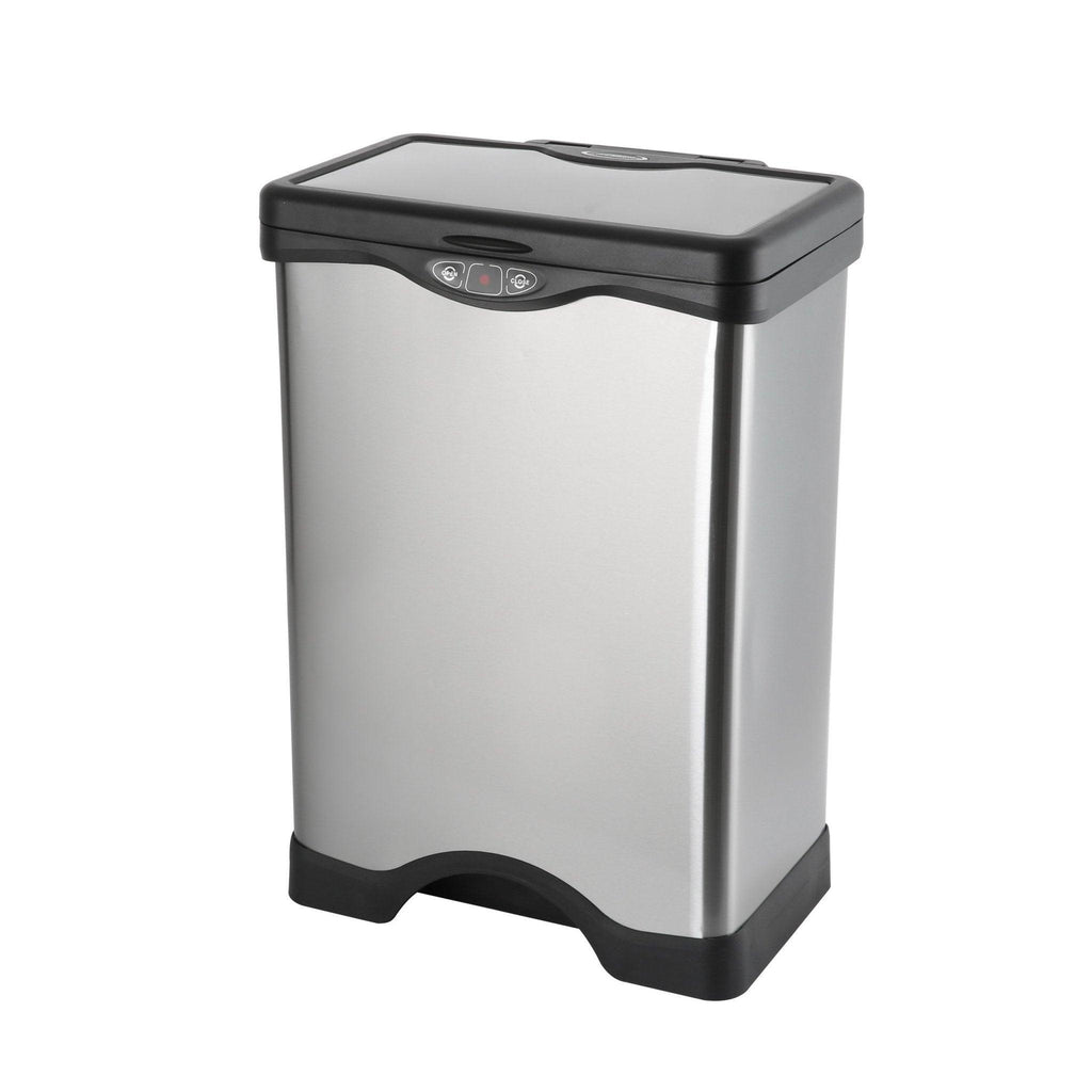 SimplyKleen SensaPed Touch Sensor 10.5-Gallon Rectangular Stainless Steel Trash Can with Lid