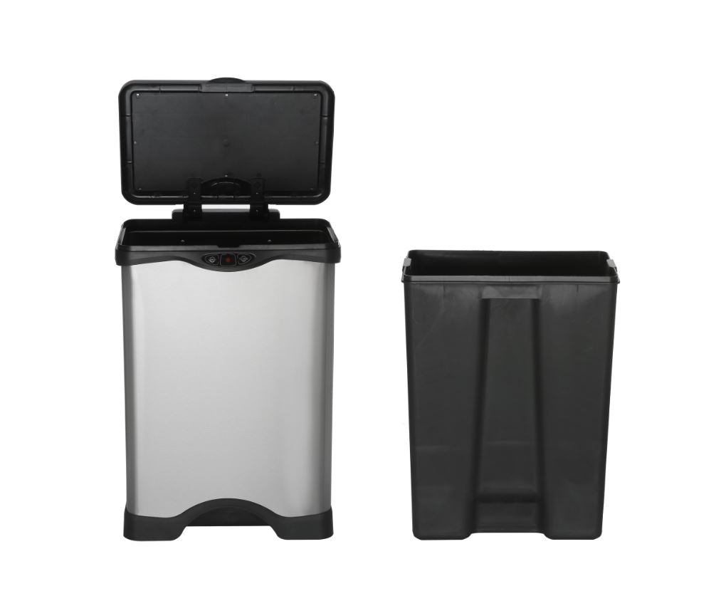SimplyKleen SensaPed Touch Sensor 10.5-Gallon Rectangular Stainless Steel Trash Can with Lid
